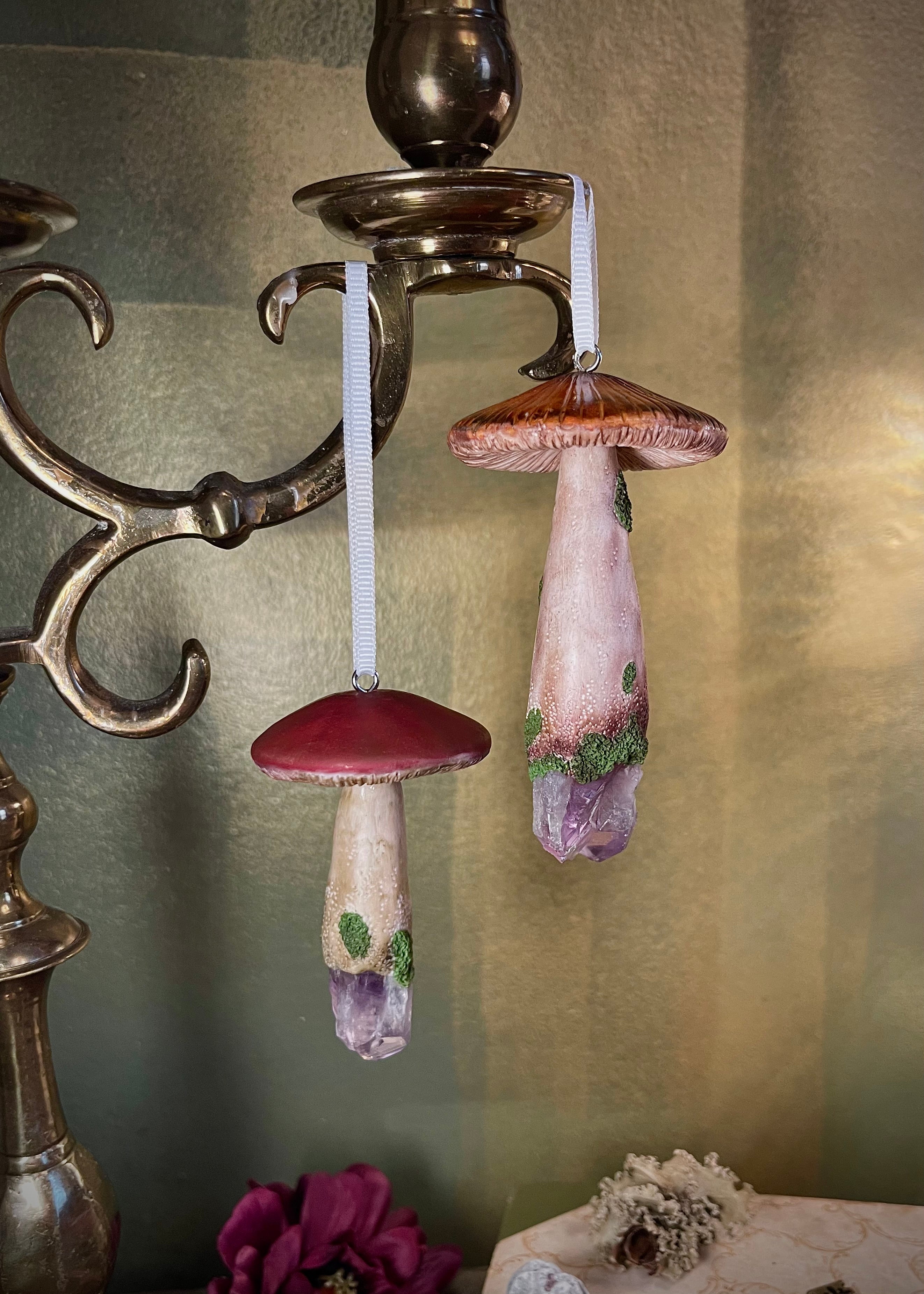 Mushroom & Amethyst Ornament