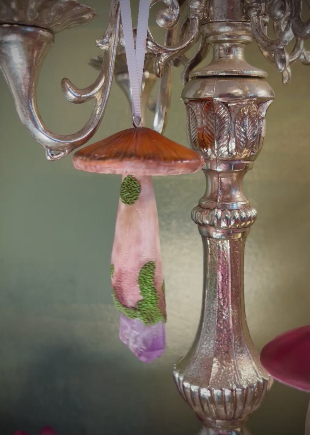 Mushroom & Amethyst Ornament