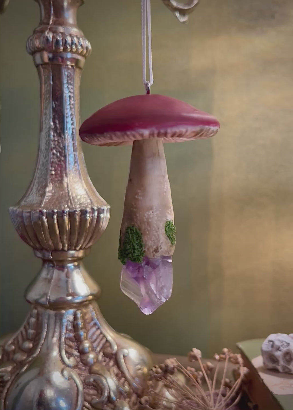 Mushroom & Amethyst Ornament